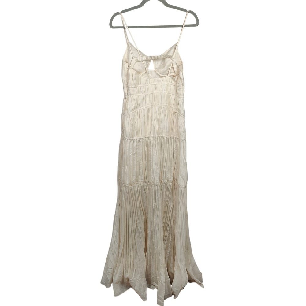 Jonathan Simkhai Loli Gown Womens 4 Off-White Cream Tiered Pleated‎ Maxi Layered - Picture 7 of 11